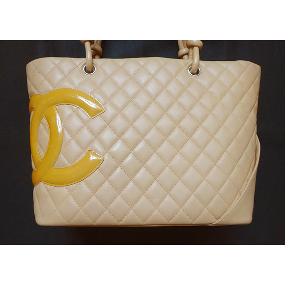 Chanel Beige Gm Cambon Bag Line Leather Shoulder - Picture 1 of 8